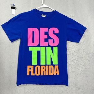 Destin Florida Adult T-shirt Size Small Short Sleeve Blue Graphic Print